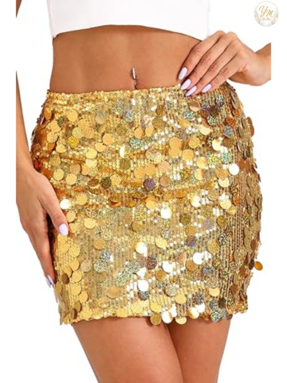 Sequin Mini Pencil Skirt High Waisted Stretch Sparkly Party Club